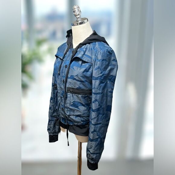 🔥 Blanc Noir Skyfall Camo Print Aviator Jacket Camo Hooded Size S - Picture 8 of 16